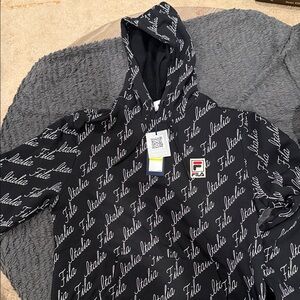 Fila Italia Script Black and White Hoodie